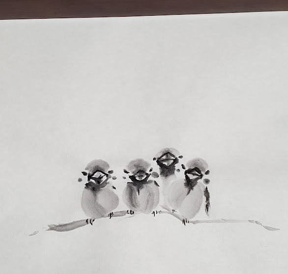 正規品販売 絵画 墨絵 雀 スズメ 水墨画 日本画 習作 アート 写真 Www Archersohs Fr